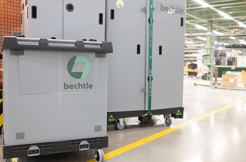 The Bechtle Box©&nbsp;is a reusable packaging solution that packs the goods securely and saves transport volume and packaging material. (photo)