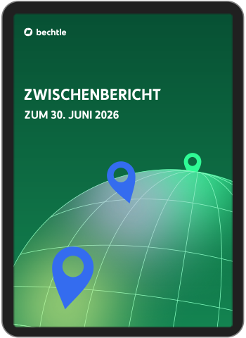 Das Bild zeigt ein Tablet mit dem Cover des PDF Zwischenberichts.